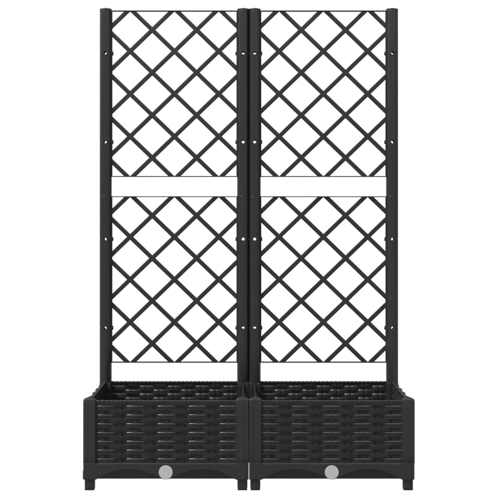 Vidaxl Garden Planter With Trellis, Black, 80X40X121.5 Cm, Pp