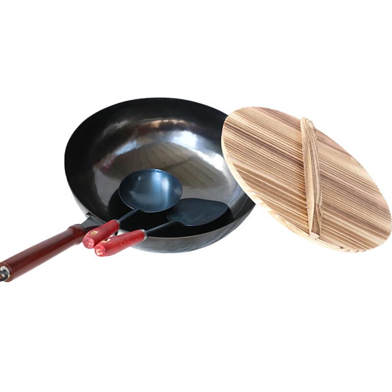 Wutuo Forged Wrought Iron Non-stick Wok with Wooden Handle