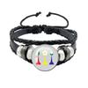 Creative Game Pikmin Cartoon Button Rope Button Glass Cabochon Handmade Black Leather Bracelet Jewelry Charm Gift