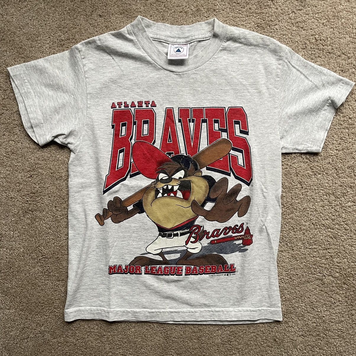 Reprint 1998 Taz Atlanta Braves Looney Tunes Grey T-shirt cotton HN1292 S