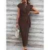Elegantes Taillenband Gestreiftes Kleid Kurzärmelig Rundhals Schlanke Passform Lässig Sommerkleid Party Bodycon Damen Schnürung Bedruckte Kleidung