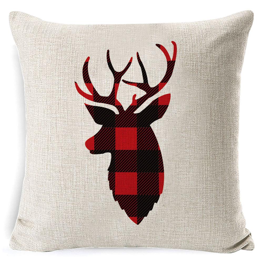Christmas Pillow Cover Home Sofa Cushion Elk Letter Print Cushion Cover Christmas Atmosphere