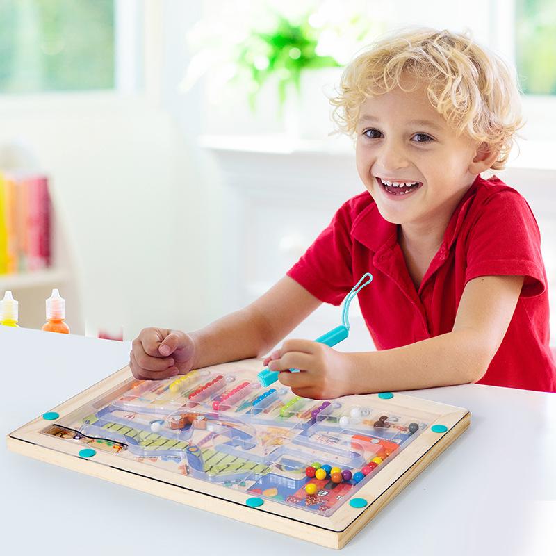 Cross-Border Montessori Children's Magnetic Bead Maze Board: Educational Color Sorting and Counting Toy