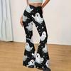 Women Casual Halloween Printed Flared Yoga Pants High Waist Stretch Bell Bottom Trousers for Fitness and Everyday Wear