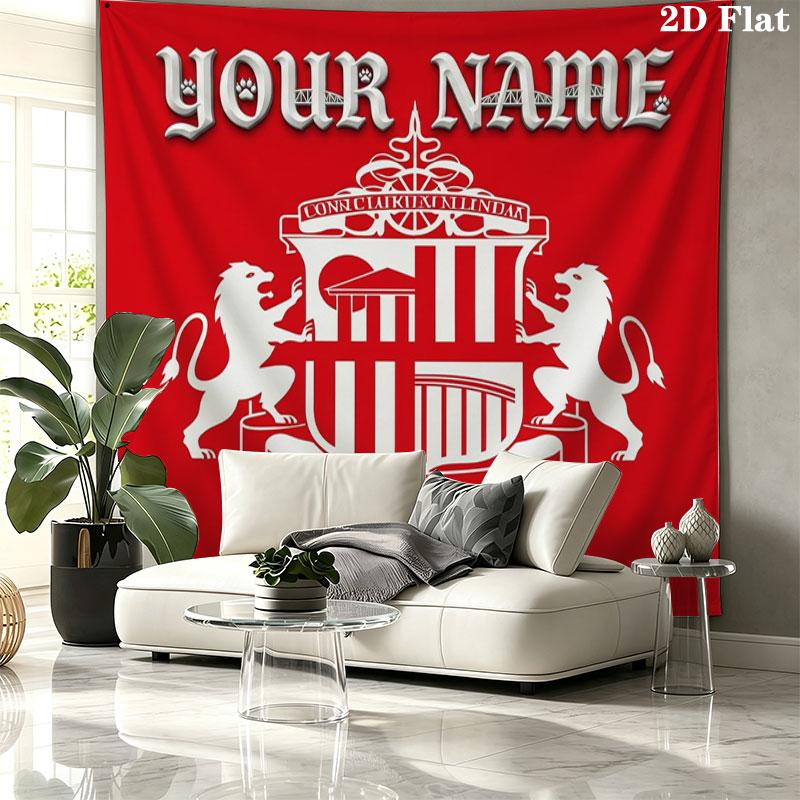 Sunderland A.F Custom Name Wall Tapestry Aesthetic Wall Hanging Printed Fabric Blanket Decorative Tapestries for Bedroom Living Room Home Decor