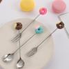 Steel Cake Kitchen Tool Dinnerware Ice Cream Sugar Stirring Spoon Fruit Fork Teaspoon Coffee Spoon