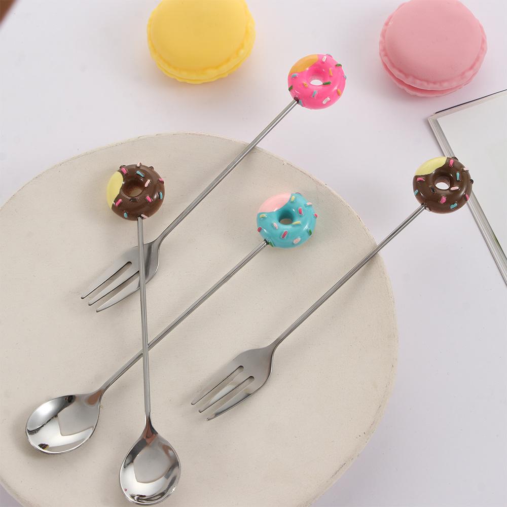 Steel Cake Kitchen Tool Dinnerware Ice Cream Sugar Stirring Spoon Fruit Fork Teaspoon Coffee Spoon
