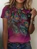 Unisexs Summer Casual Roundneck Shortsleeve Tshirt Simple Dragonfly Print Elegant Tshirt Stylish Unisexs Top