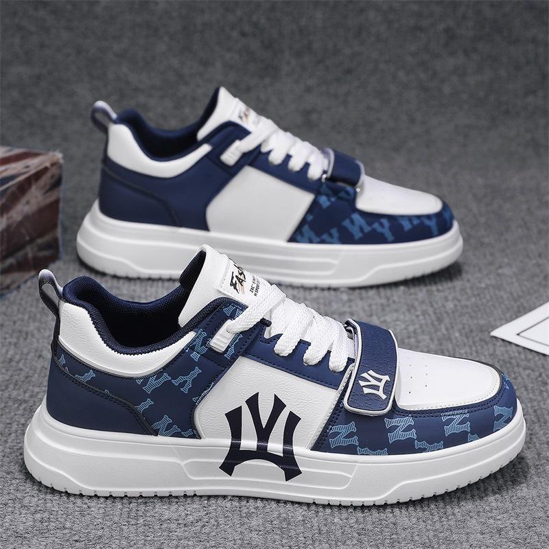 Guochao Men'S Shoes Casual Thick Baseplate Shoes Leather Surface Letter Breathable Sports White Shoes