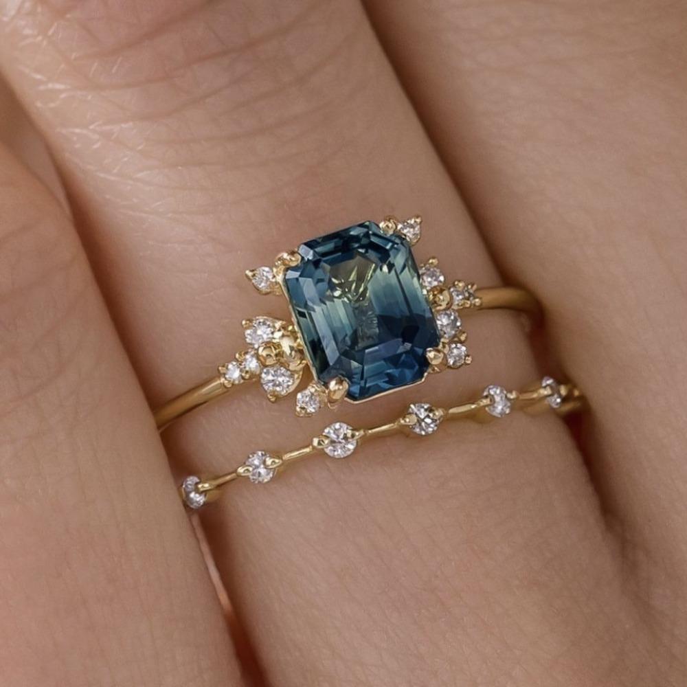 

Luxury Accessories Couple Men s and Women s Rings, Simple and Fashionable Dark Blue Zircon Ring Jewelry for Women No. 11