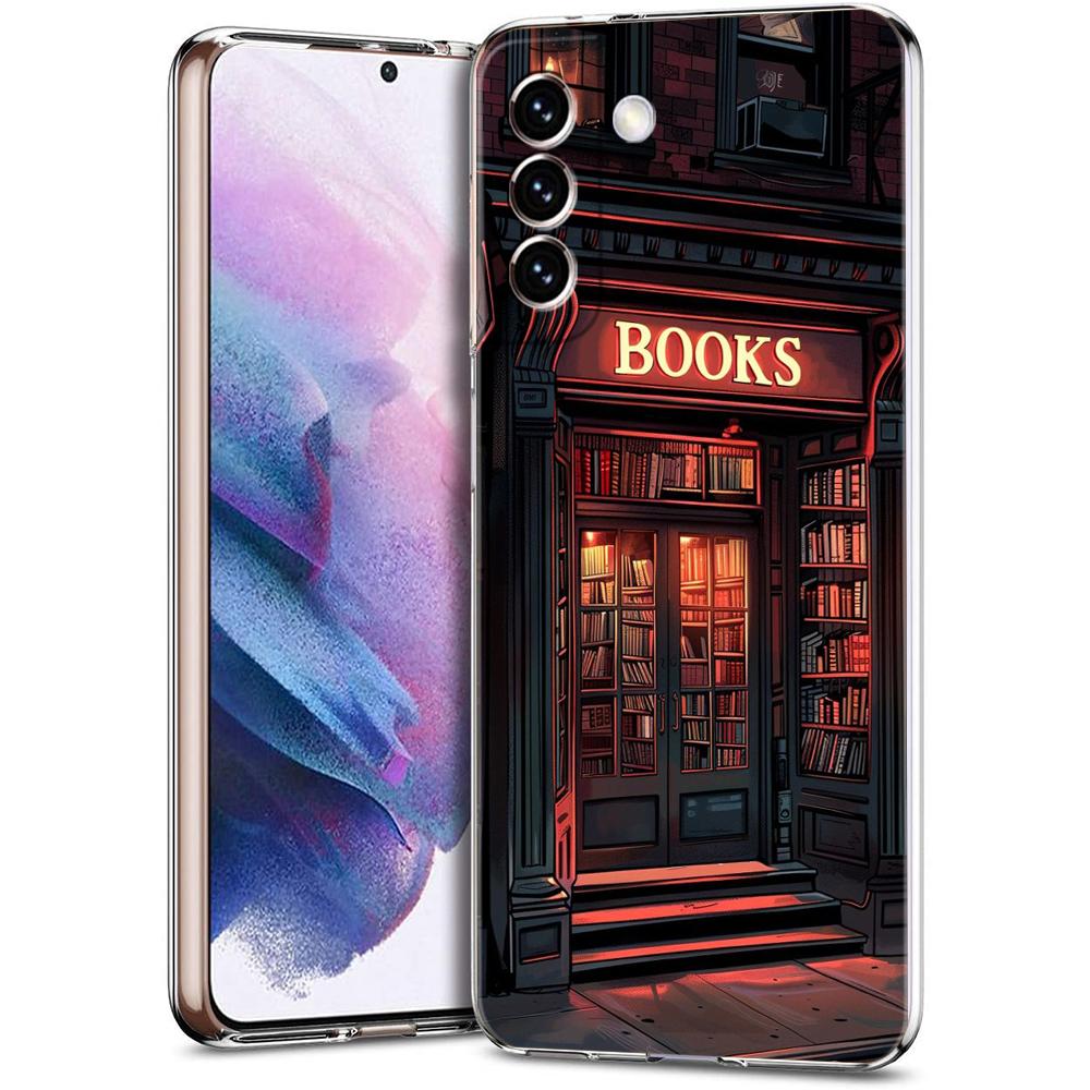 Read Books illustration Transparent Cover for Samsung Galaxy S24 S23 S22 S20 S21 FE Ultra S24 S23 S10 S10E S9 Plus 5G Phone Case