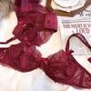 New sexy lace underwear women's big breasts show small and thin upper support anti-sagging breathable bra cover set