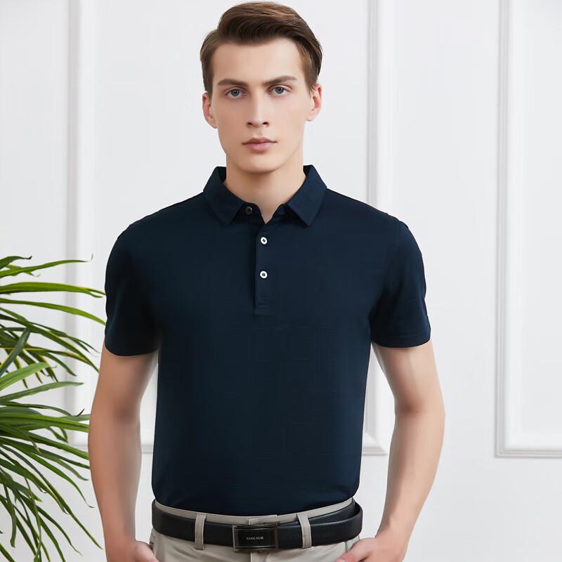 YOUNG RIVER Men s Business Casual Short Sleeve Polo Shirt 48