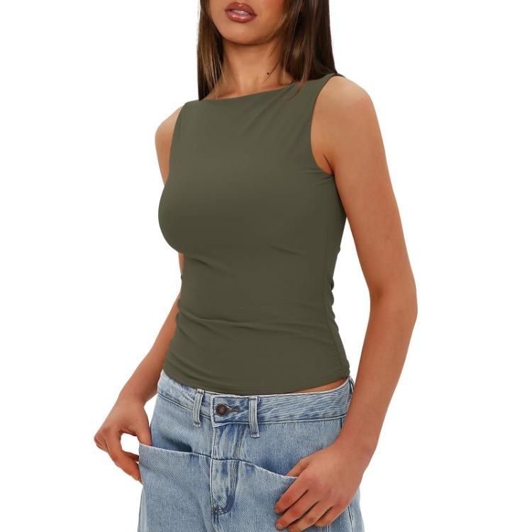 Schlankes ärmelloses lässiges Oberteil Damen Mode Hemd Oberbekleidung Unterhemd