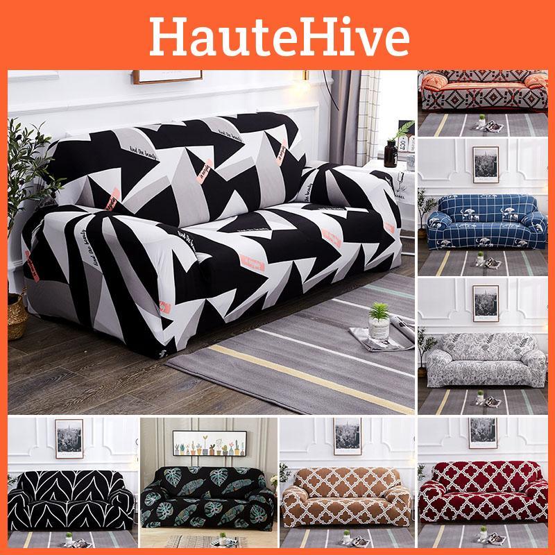 1234 Elastischer Überwurf Sessel Stretch Sofabezüge Couchschoner Schwarz Rot