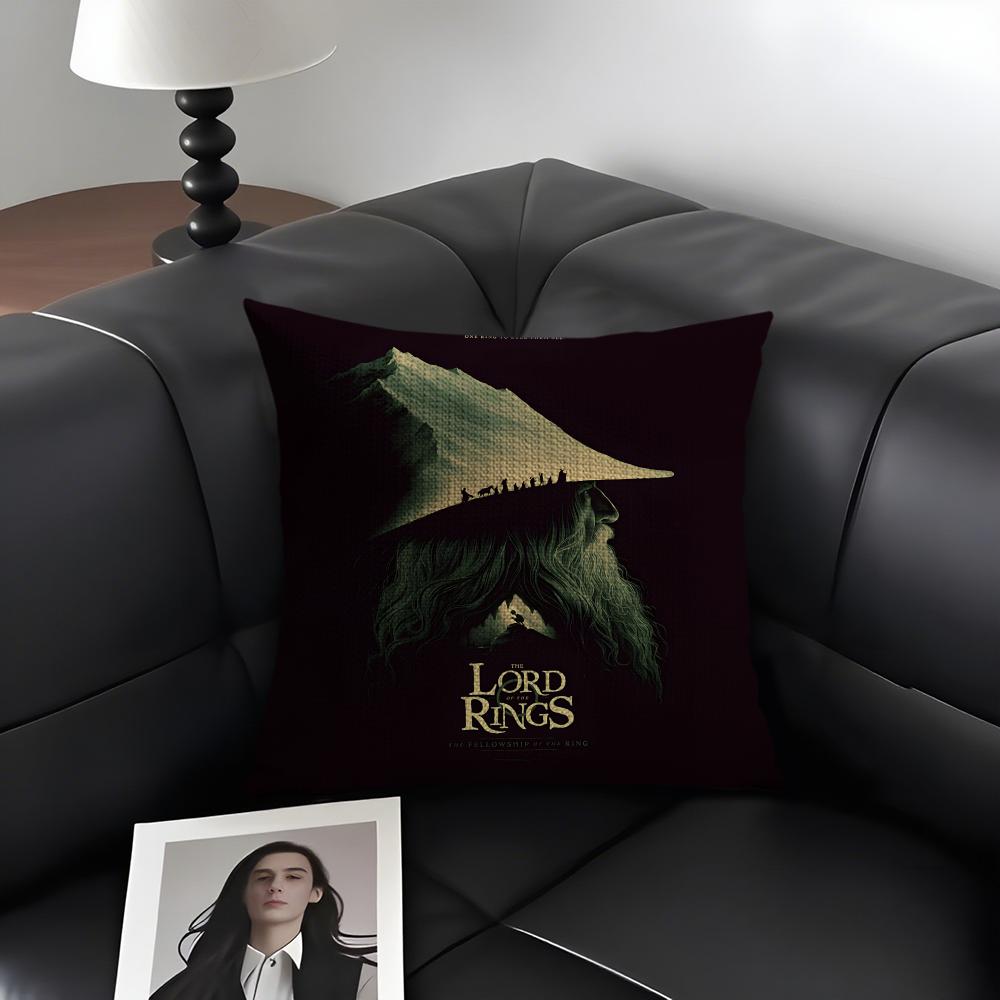 The L-Lord Of The Ringss Movie Cushion Cover Natural Linen Organic Fabric Double-Sided Printing Sofa Home Decor Gift Pillow Case