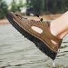Sandals Men Tide Summer New Style Leather Toe Cap Outdoor Leisure Sports Hollow Sandals Beach Shoes Handmade Mesh Men Shoes