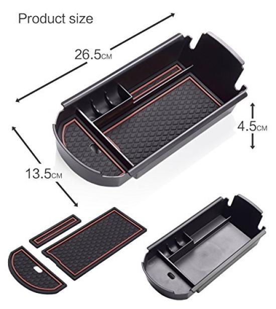 Center console tray for Toyota Center armrest storage box Tray Blue Original rubber mat included C-HR [Brown]
