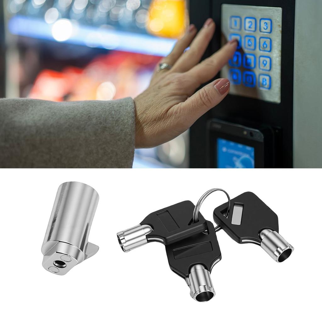 2 Pcs Vending Machine Lock Zinc Alloy Vending Machine Tubular Lock with 6 Keys for Snack Machines Industrial Cabinet