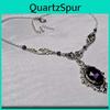 Victorian Gothic Necklace With Deep Purple Glass Gem Alloy Pendant For Women
