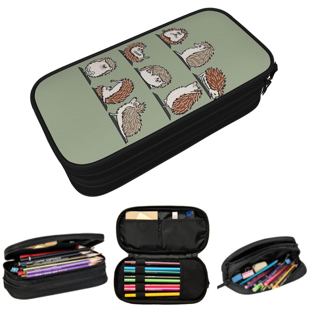 Hedgehog Yoga Pencil Case for Boy Girl School Pen Box Pencil Bag Stationery Supplies Pen Holder Bag