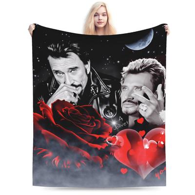 Rock Star Music Johnny Hallyday Blanket  Warm Soft Plush Throw Blanket For Children Home Decor Flannel Bedspread Bed Cover