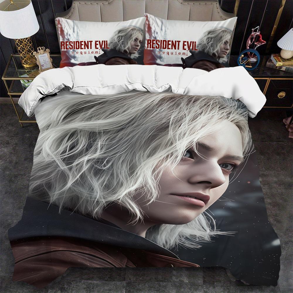 Game R-Resident Evil R-Requiem Duvet Cover Set Soft Wash Bed 3 Piece Summer Comfortable Student Dormitory Home Baby Bedding Best