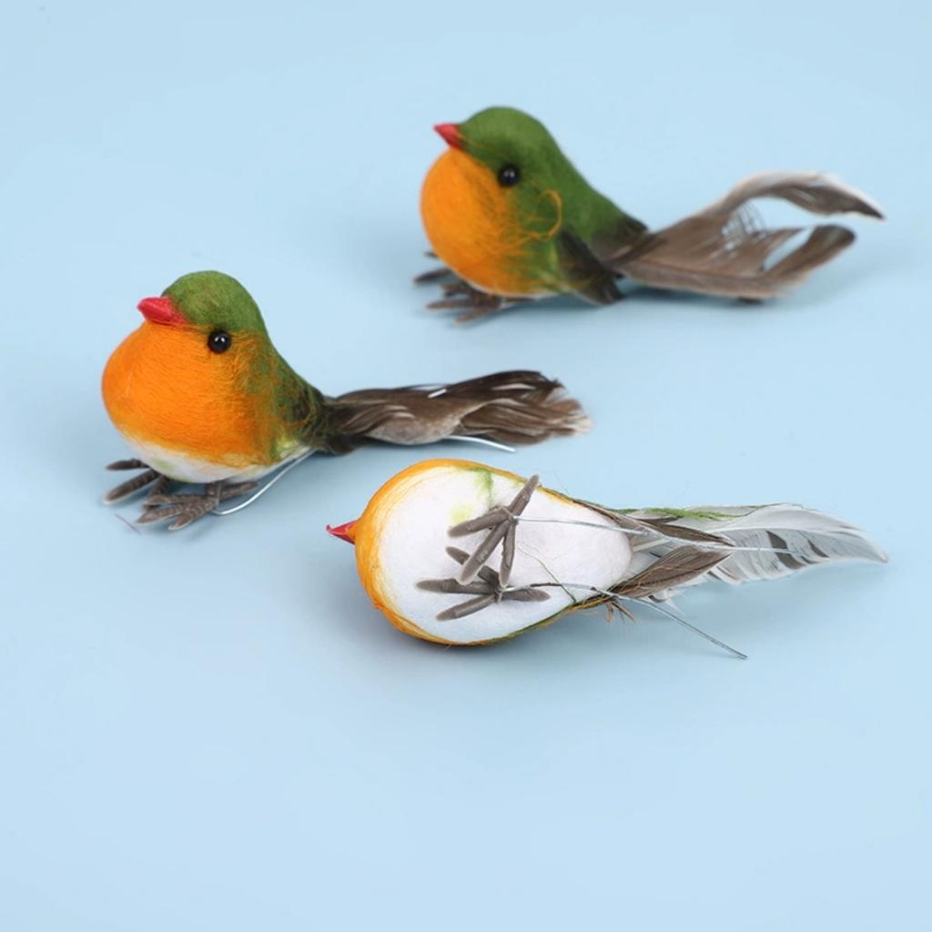12/1PS Artificial Feather Robin Bird Ornament Christmas Tree Decoration Craft Valentine's Day Wedding Home Outdoor Yard Ornament