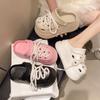 Fashion Soft Leather Lace-up Doudou Shoes, New Summer Soft-soled Comfortable Casual Shoes, Non-slip, Wave-soled Thick-soled Hole Shoes