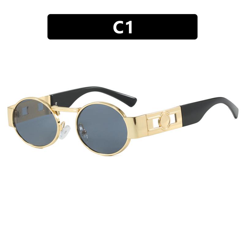 Retro oval small frame sunglasses new personalized European and American ins sunglasses anti-ultraviolet sunglasses women as shown
