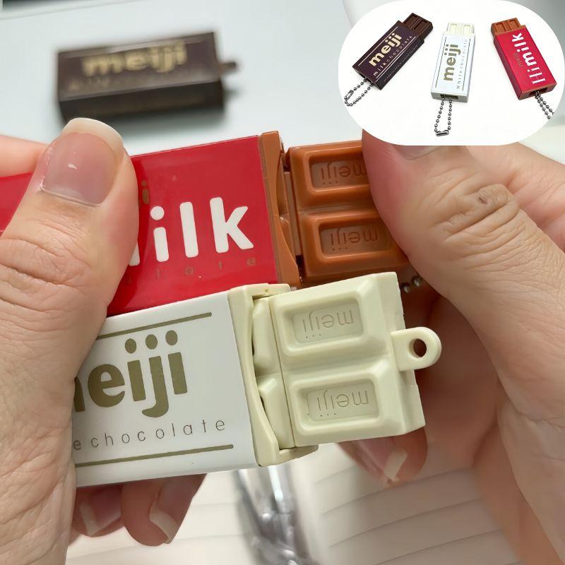 Kids Childrens BANDAI Meiji Chocolate Snap Click Fidget Toy Keychain, Perfect for Adults Party Gift Present