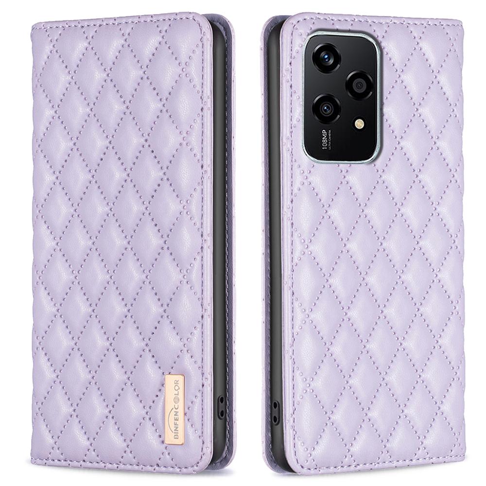 

BINFEN COLOR BF Style-16 For Honor 200 Lite PU Leather Phone Stand Case Magnetic Wholesale Phone Cover Purple