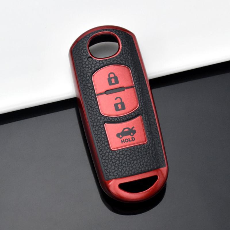 Leather+TPU Car Remote Key Cover Case Shell Fob For Mazda 2 3 5 6 CX-3 CX-5 CX-7 CX-9 CX8 Speed Miata MX5 2016 2017 2018 Accessories