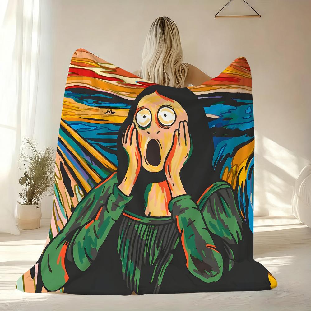 The Scream Painting Throw Soft Flannel AC Blanket Lightweight Summer Nap Throw Cozy Blanket for Sofa Bed Travel Home