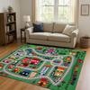 City Street Road Traffic Race Track Child Interaction Game Cartoon Living Room Kid Playroom Non-Slip Area Rug Carpet for Bedroom
