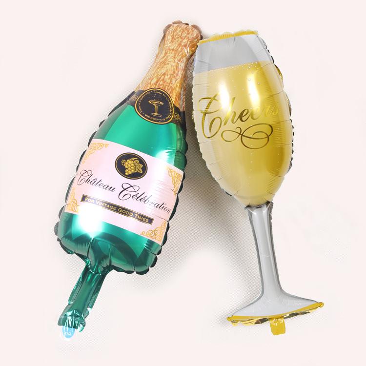 Champagne Whiskey Wine Bottle High Stem Glass Balloon for Parties and Celebrations