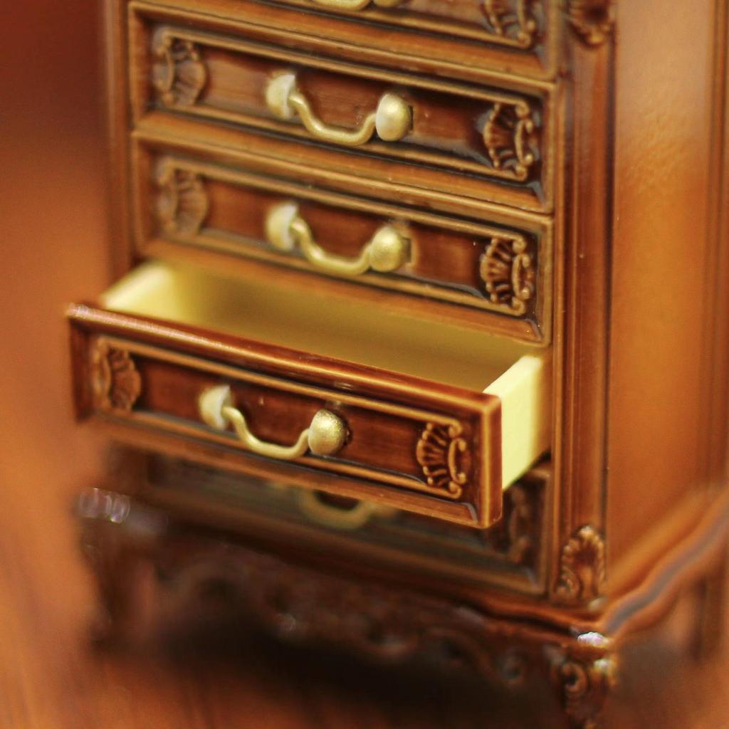 Miniature Dollhouse Living Room Furniture Set: High Bed & Nightstand Accessories.