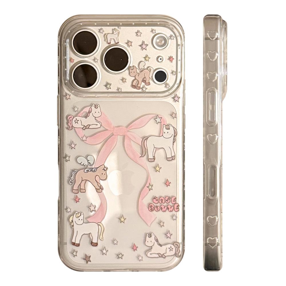 Transparent Rosa Pony Geeignet für Apple 17 Handyhülle Iphone16promax Modische Beliebte Handyhülle