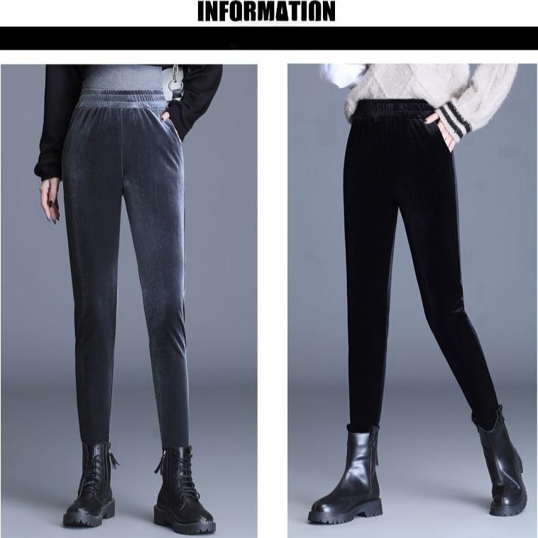 Women's Velvet Skinny Pants  Autumn Winter High-Waist Slim Fit Stretch Velvet Leggings Outwear