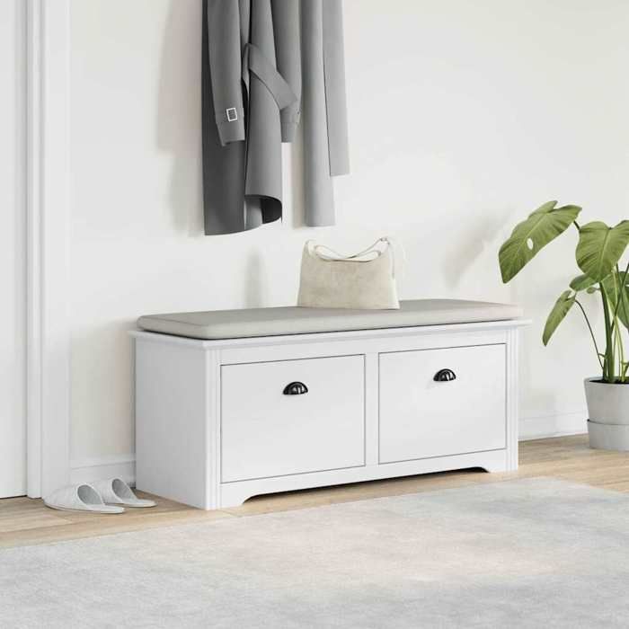 VidaXL Banc de couloir BODO blanc 114x40x45 cm, banc, siège de couloir, banc de rangement, banc d'entrée, meuble de couloir 4016869