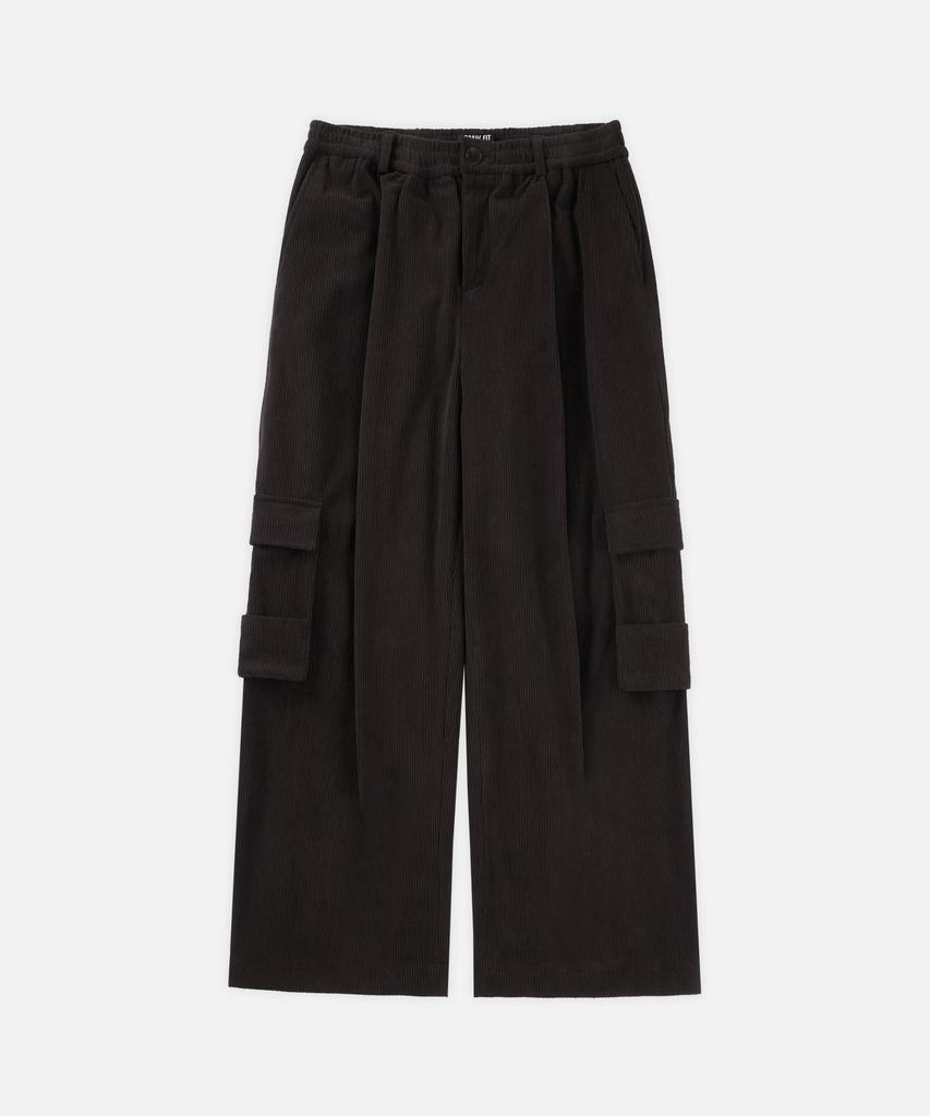 DRAW FIT Layered Cargo Pocket Corduroy Pants [Brown]