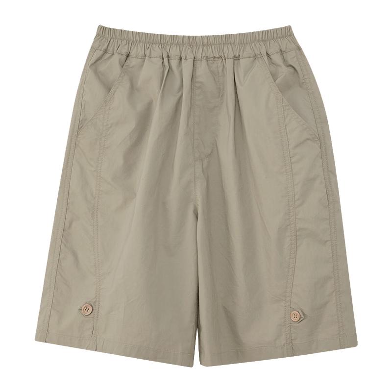 Boys  Curved Panel Design Mid-Length Button Shorts