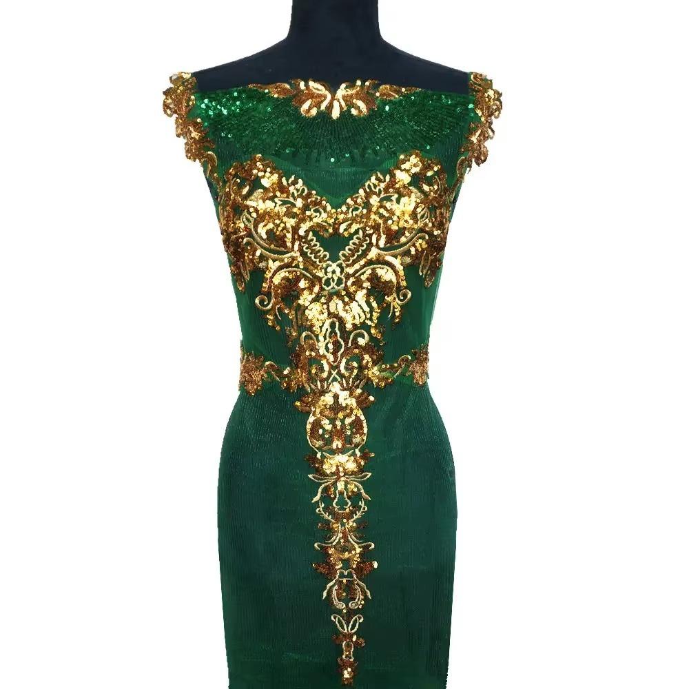 Appliques Large Flowers Gold Sequined Appliques Mesh Epaulette DIY Sequin Patches Sequined Embroidery Patches