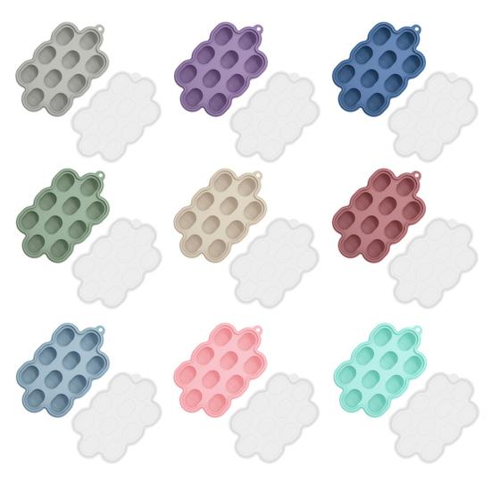 Silicone Toddle Food Freezer Tray with Lid BPA-Free Breastmilk Storage Container Nibble Tray for Teething Ice Cubes Fruit Purees