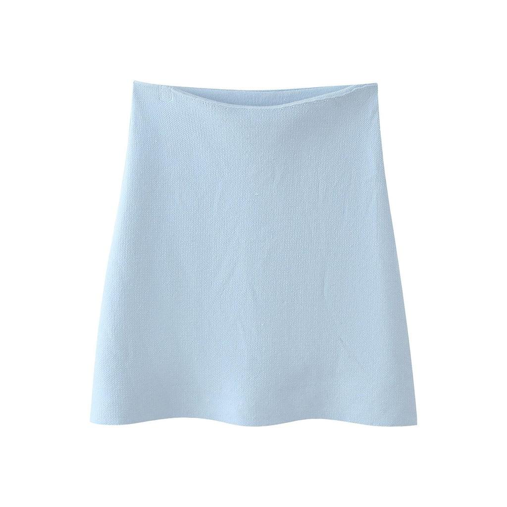 Summer 2024 Women's European & American Style Loose Sleeve Knitted Cardigan & Mini Skirt Set.