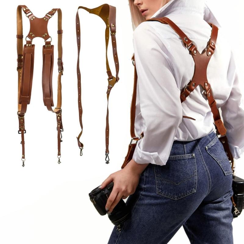 Leather Shoulder Strap for Camera Harness Strap Double Camera  Double Camera Holder for a Perfect Fit Suspenders