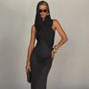 See Through  Hooded Dress Sexy Backless Skinny Long Dresses Female 2023 Elegant Sheath Maxi Vestido Round Neck High Waist Slim Fit One Piece Dress