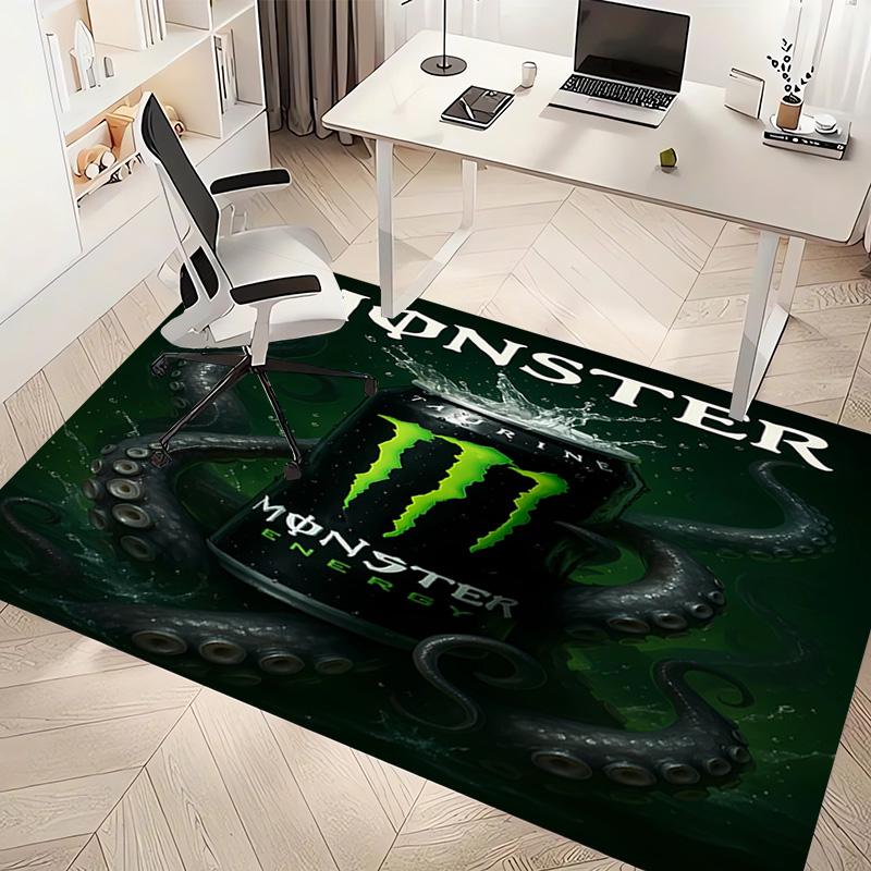 1 Stück Monster Energy LOGO Druck Teppich - Weich, Waschbar, Rutschfest, Indoor-Matte, Wohnzimmer, Home-Office Dekorativer Teppich, Büro Dekoration