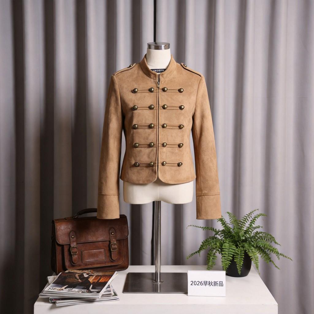 Myst Zara Velvet Texture Napoleon Coat Jacket Napoleon Vintage Long Sleeve Corduroy Jacket For Women