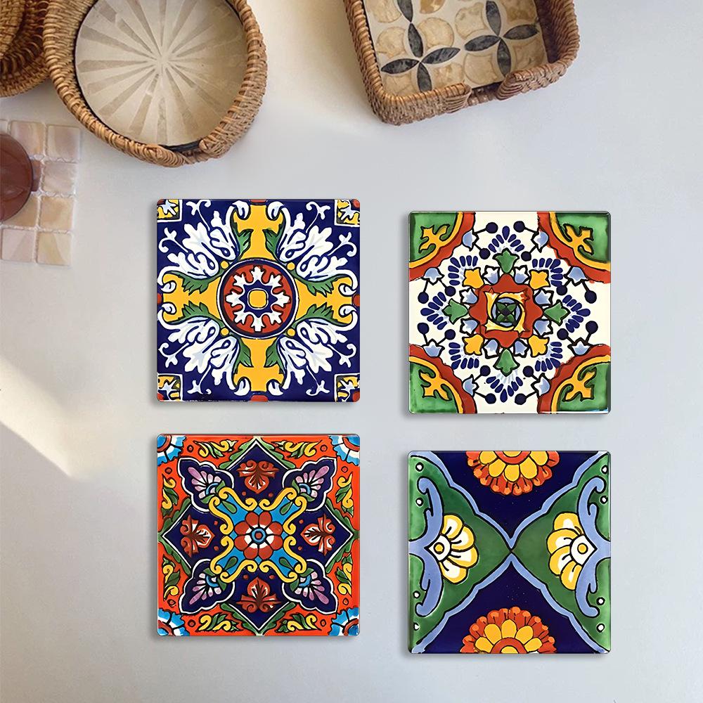 New Cross-Border Square Chinese Ink Style Wooden Coasters - Home, Café & Party Table Decor